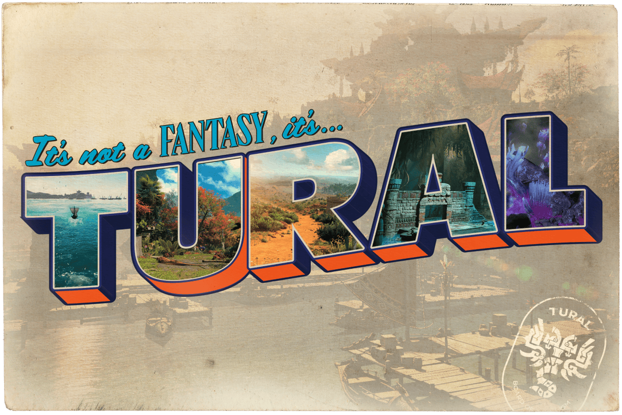 Photo of a postcard reading it's not a fantasy, it's Tural. 